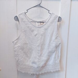 Elegant White Lace Trim Tank Top Boho Summer Beachy